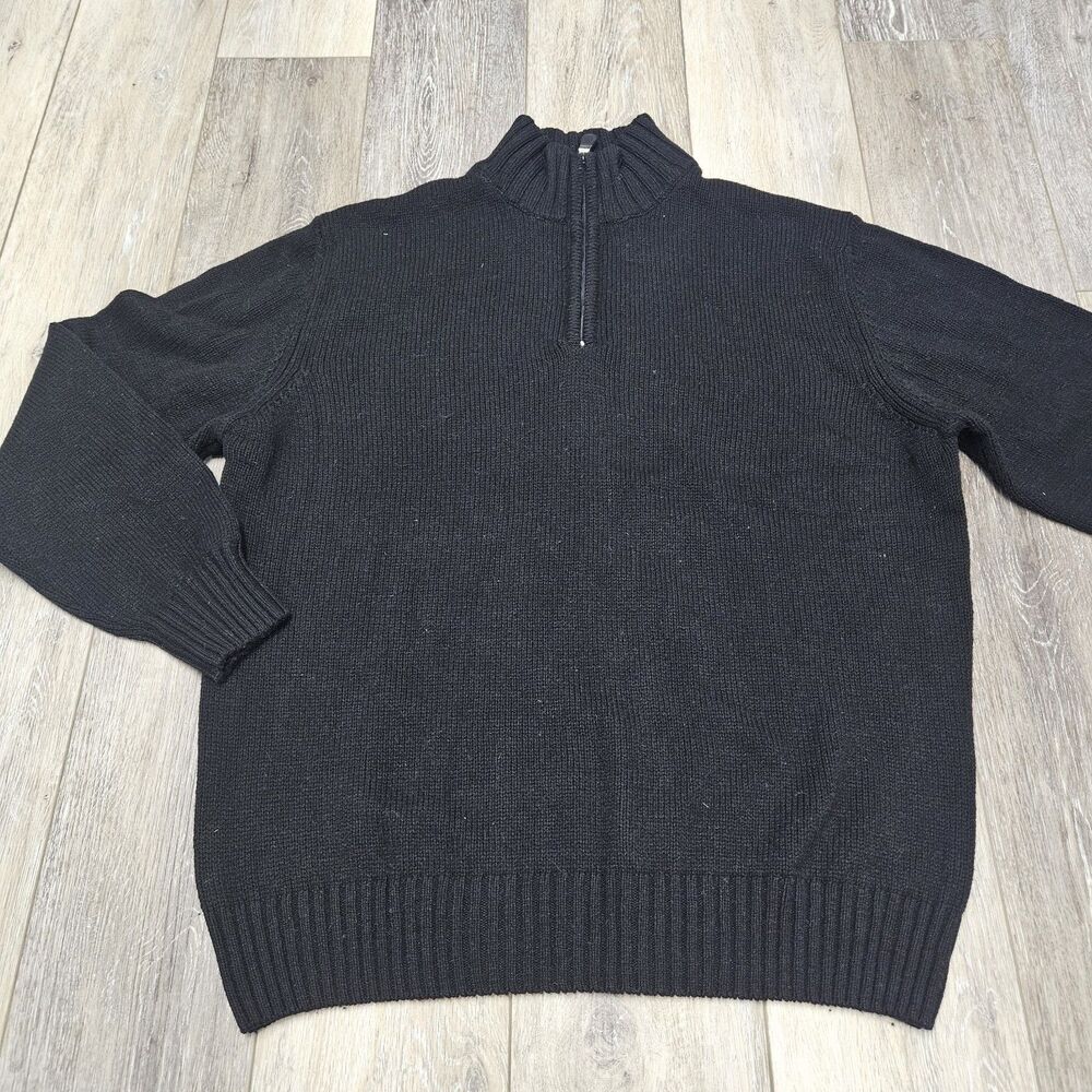 Giorgiolini Wool Cashmere Blend Quarter Zip Pullover Sweater Men's Medium Black